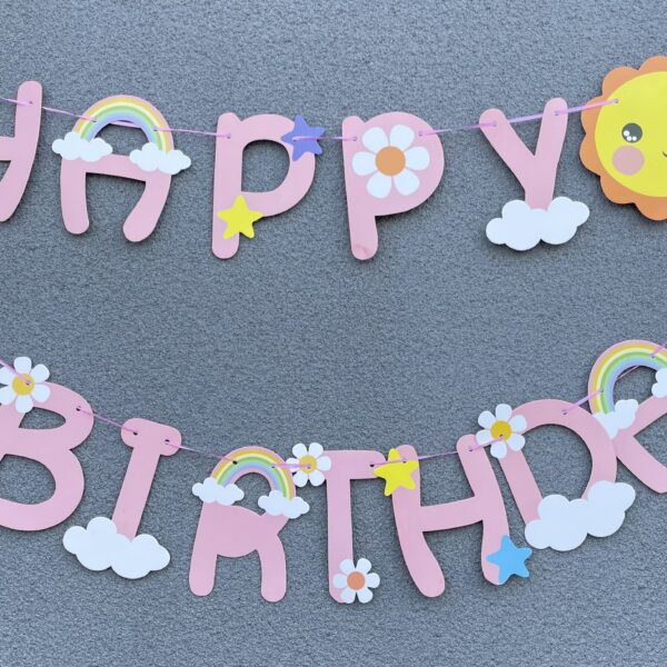 Dây chữ Happy Birthday cầu vồng mây