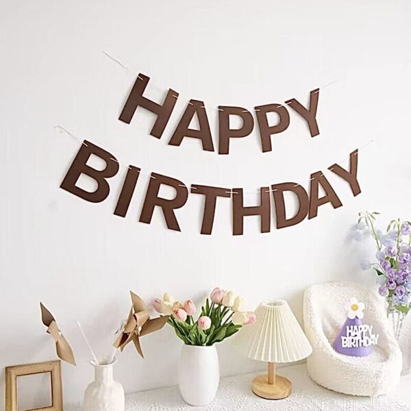 Dây chữ Happy Birthday dạ nâu đậm